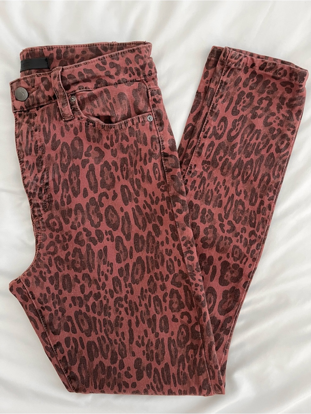 Joe's Jeans The Charlie Rust Red Leopard Print High-Rise Jeans